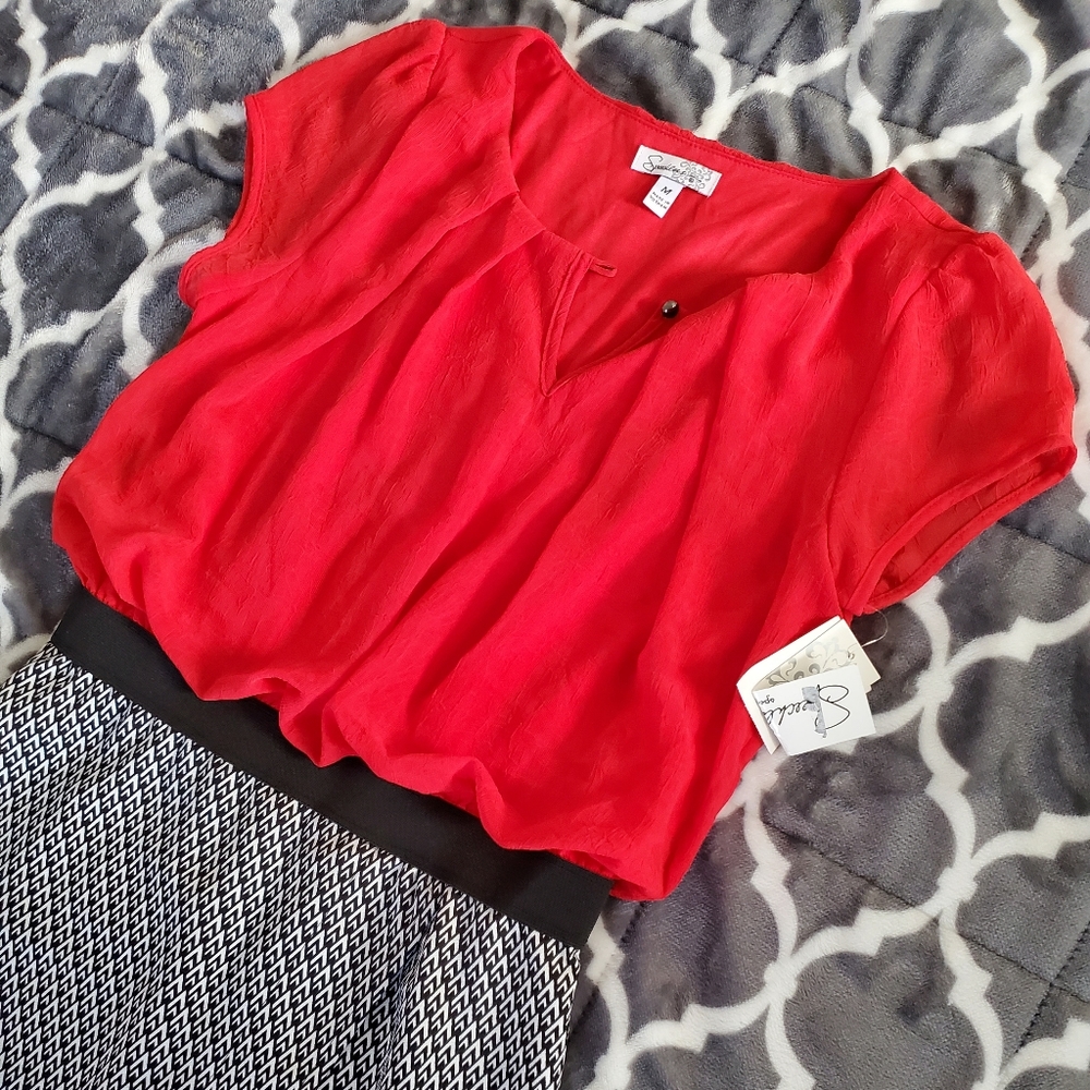 New with tag red on black dress